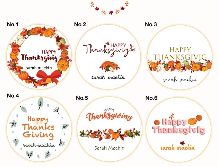 Personalized Thankful For You Stickers, Custom Happy Thanksgiving Label, Autumn Thank You Greetings Invitation Envelope Seal Gift Label, Jar