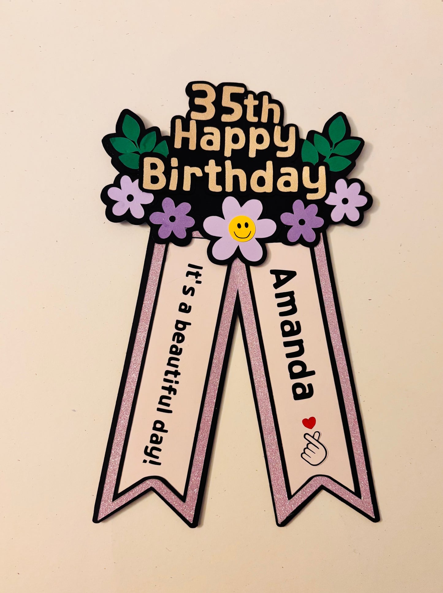Custom Birthday Flower Wreath Cake Topper