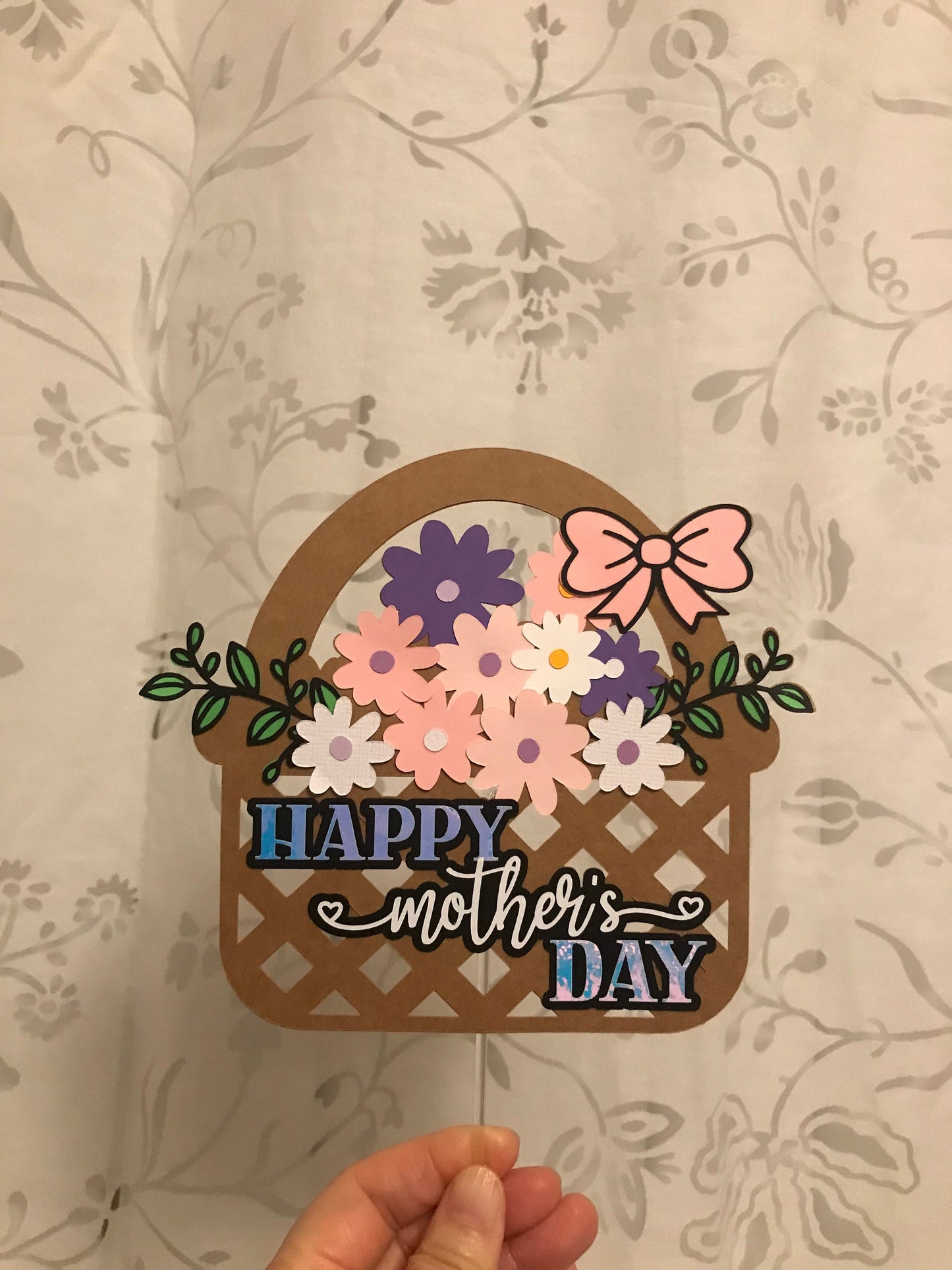 Handmade Flower Basket Money Topper – Cash Holder Cake Topper, Mother’s Day, Birthday, Graduation, Reusable Gift Box, Candy Holder