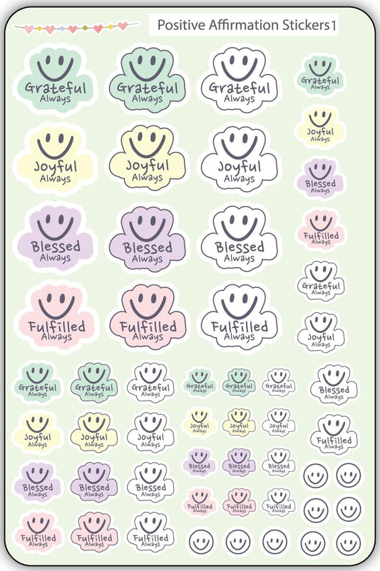 Korean and  English Affirmation Stickers – Waterproof Smiley Face Set | Inspirational Journal & Planner Stickers | Positive Encouragement