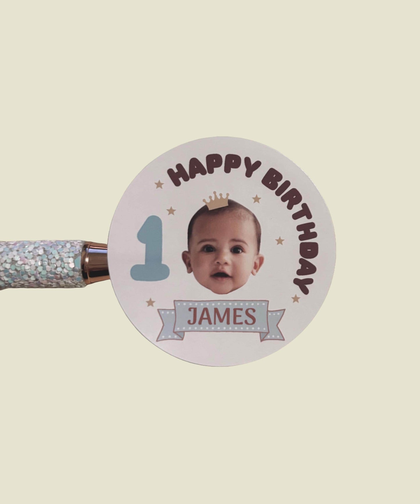Custom 1st Birthday Photo Sticker – Personalized Baby Birthday Label, Party Favor, 4 Design Choices