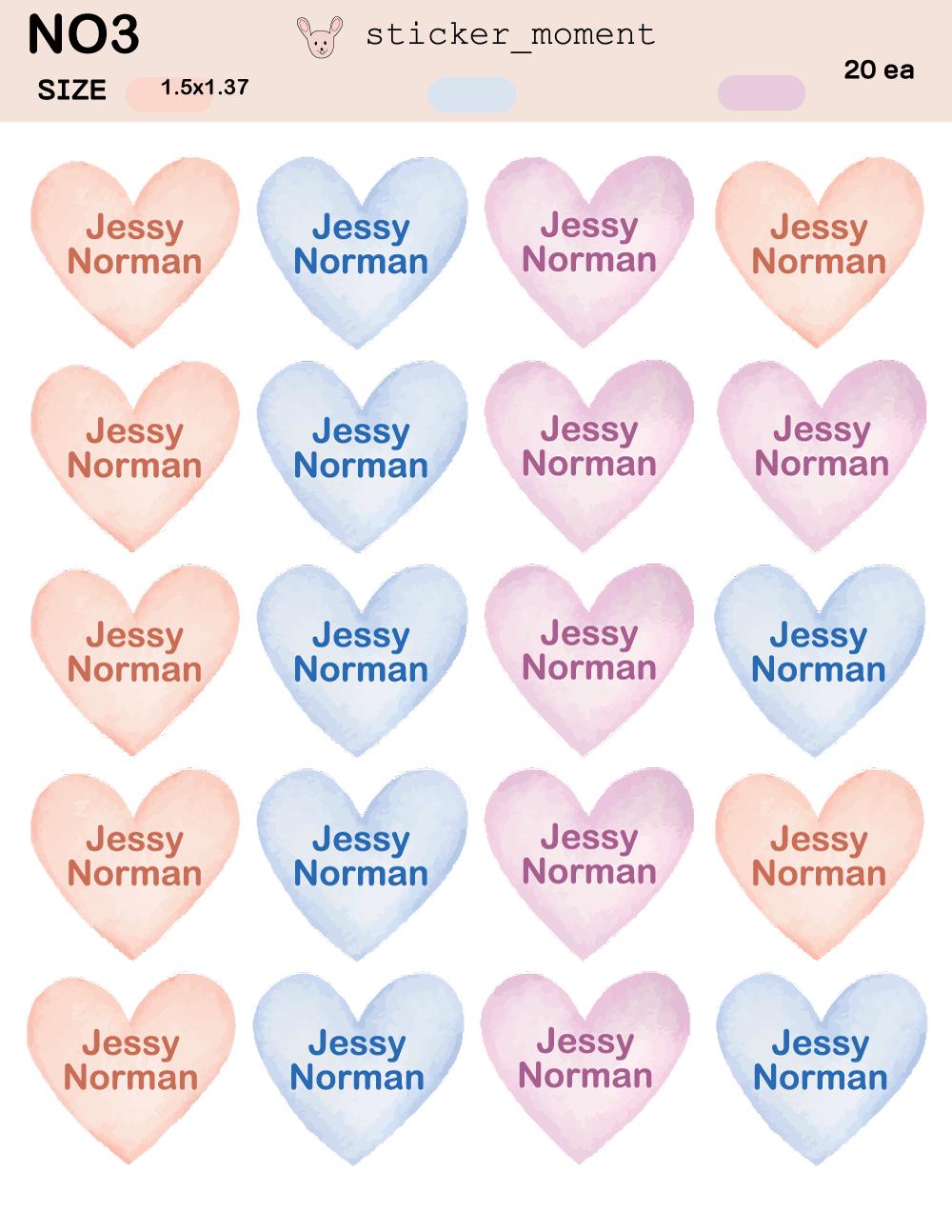 Heart Name Stickers – 108 Custom Labels for Kids and Gifts | Pink, Blue & Purple Pastel Colors