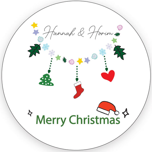 Custom Merry Christmas Mason Jar Labels, Christmas Canning Favor Stickers, Personalized Christmas Stickers, Treat Bag Stickers