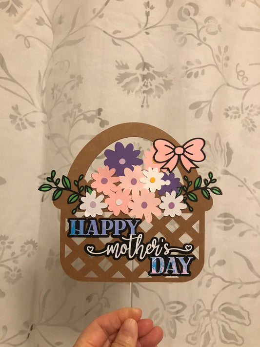 Handmade Flower Basket Money Topper – Cash Holder Cake Topper, Mother’s Day, Birthday, Graduation, Reusable Gift Box, Candy Holder