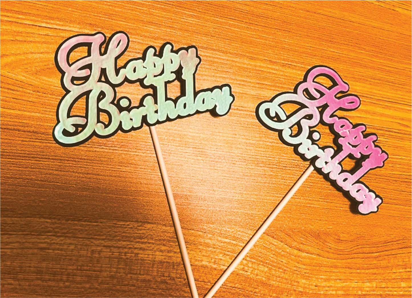 Custom Name Birthday Cake Topper – Glitter, Holographic Vinyl – 4 Styles – Personalized Cake Decoration for Girl Birthday Party