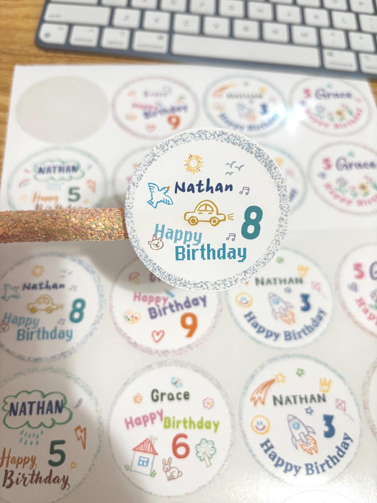Custom Birthday Name Stickers | Personalized Kids Stickers | Personalized Birthday Name Stickers  |  Party Favor Stickers