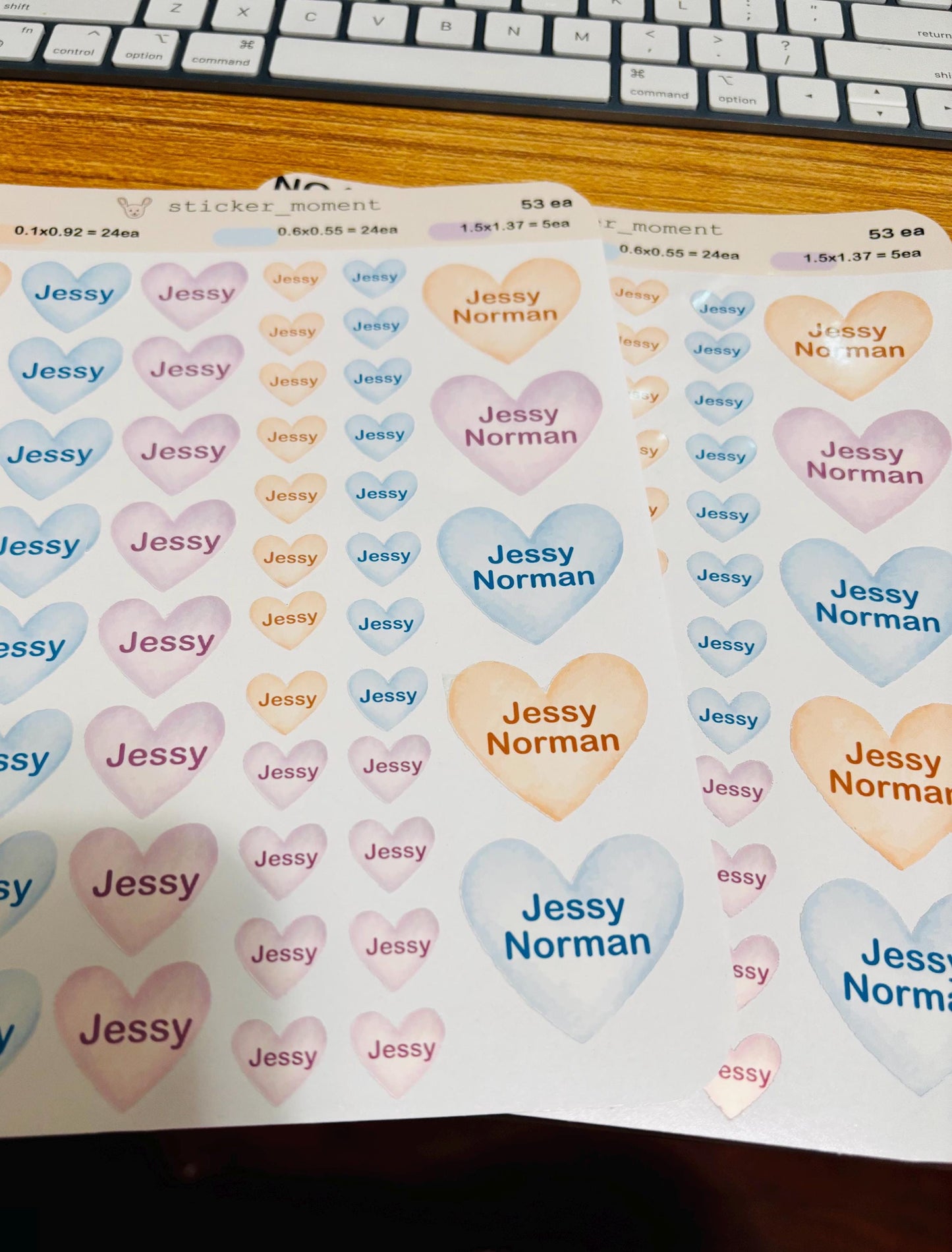 Heart Name Stickers – 108 Custom Labels for Kids and Gifts | Pink, Blue & Purple Pastel Colors